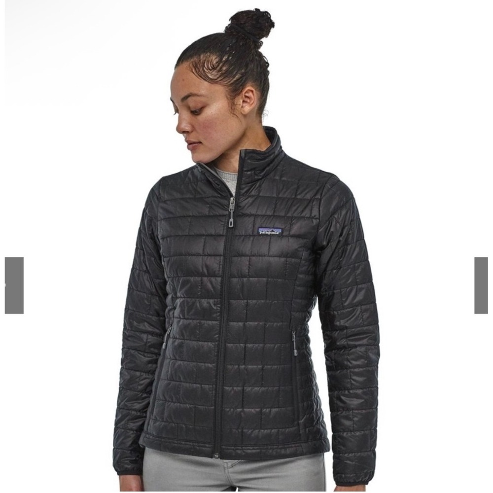 Patagonia Nano Puff Jacket Black Quilted Insulated Full Zip Hiking Womens Small